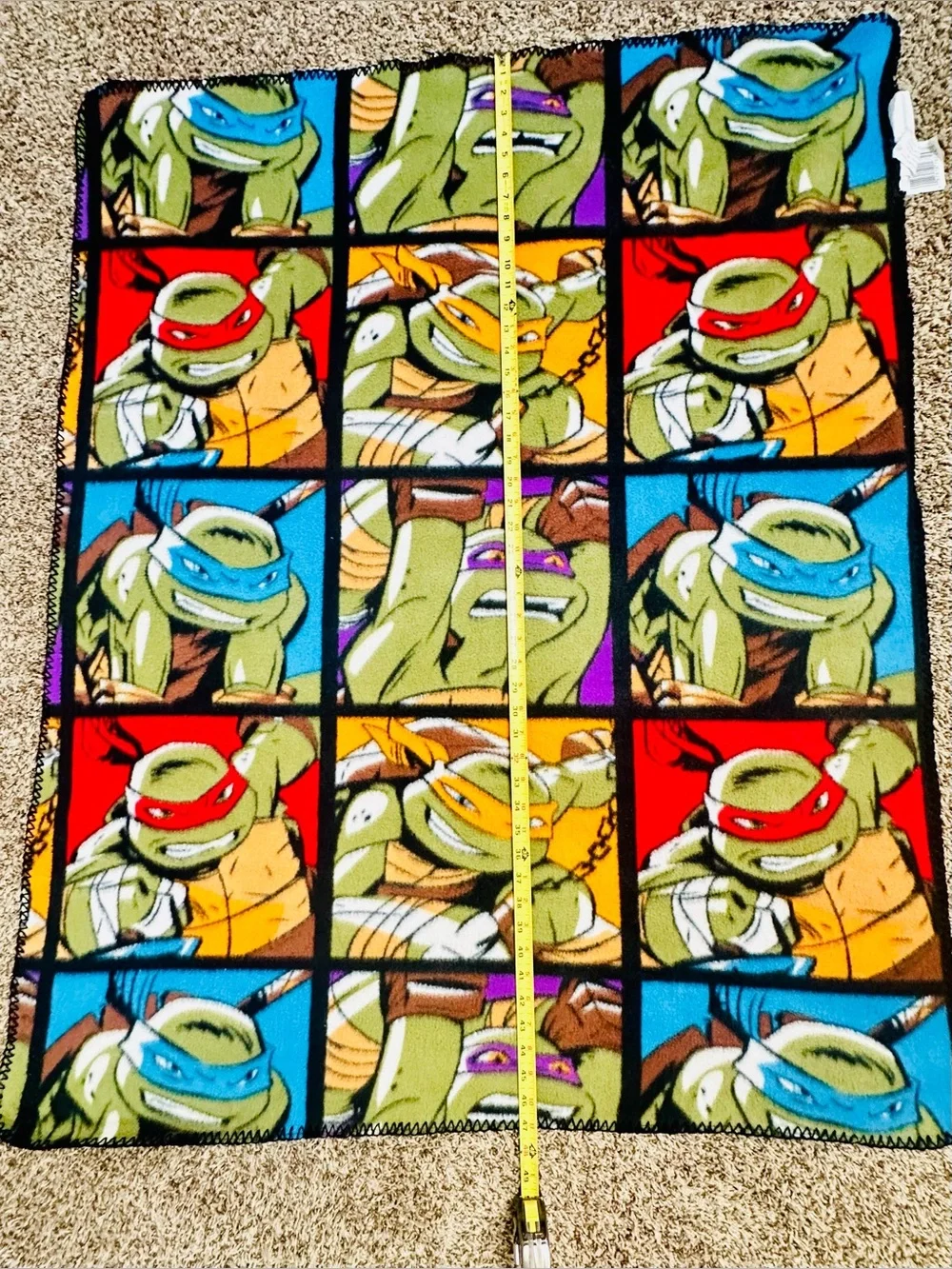 Nickelodeon Teenage Mutant Ninja Turtles Comic-Style Grid Pattern Fleece Blanket